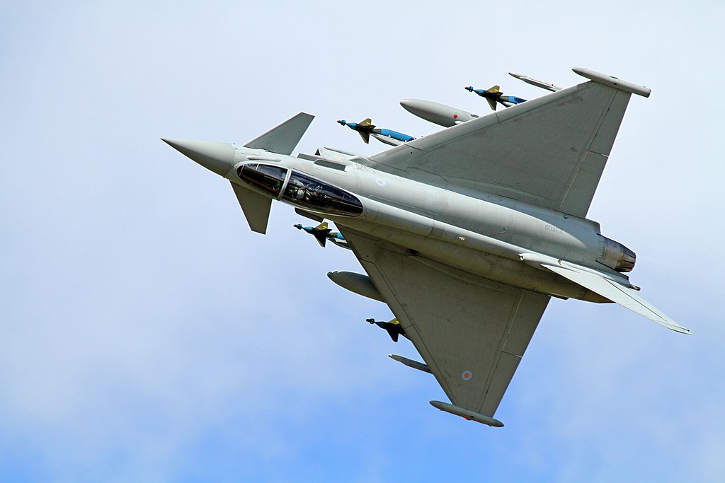 Eurofighter fighter jet against blue sky