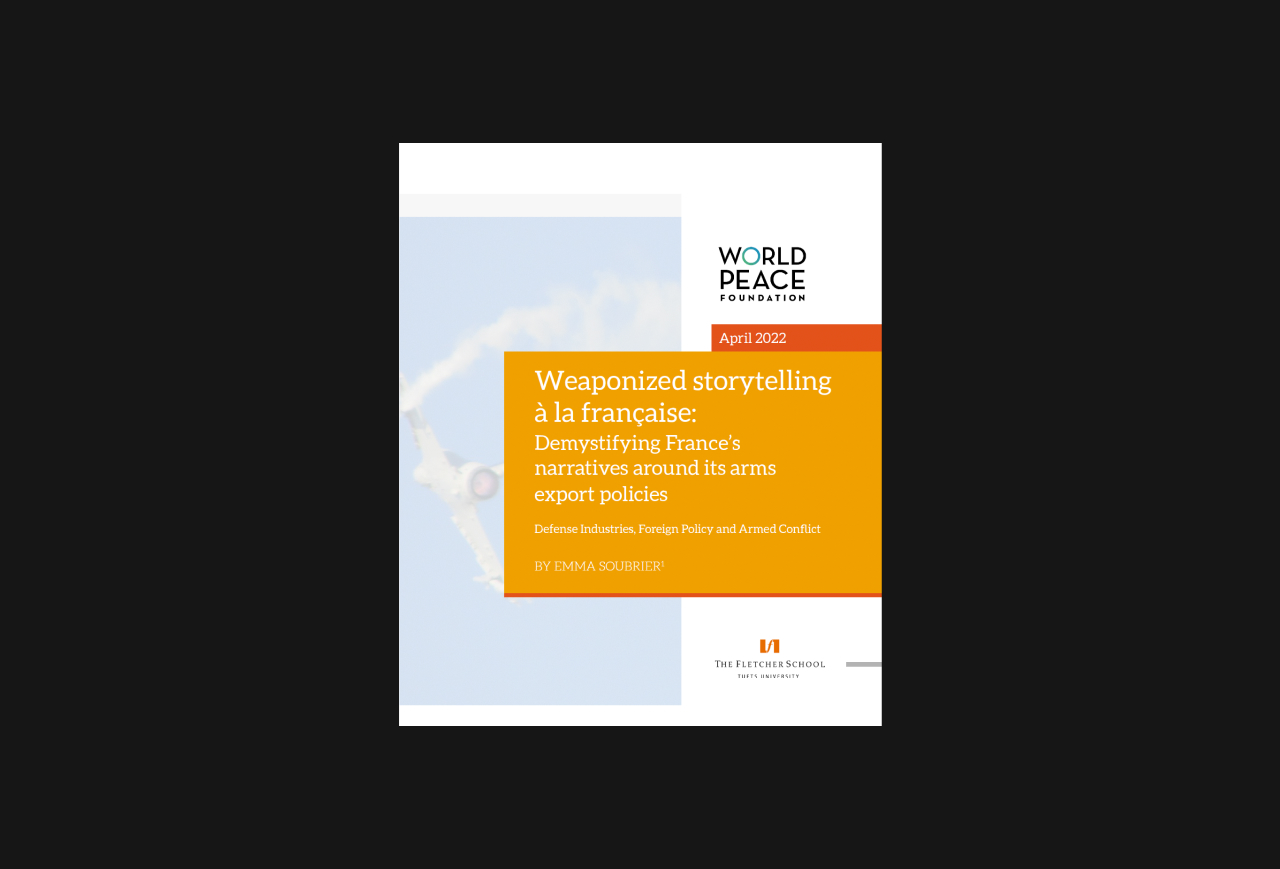 Cover of WPF published report, "Weaponized storytelling a la francaise."