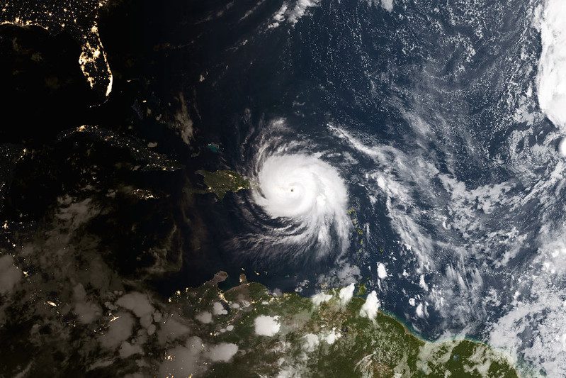 Satellite image of Hurricane Maria near Puerto Rico