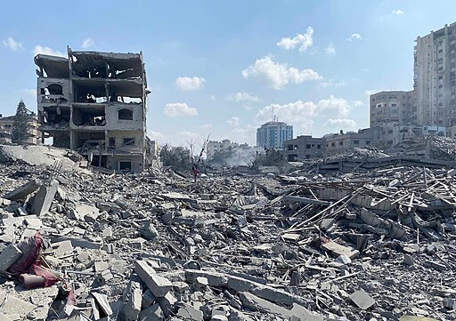 Destroyed buildings and piles of rubble from Gaza.