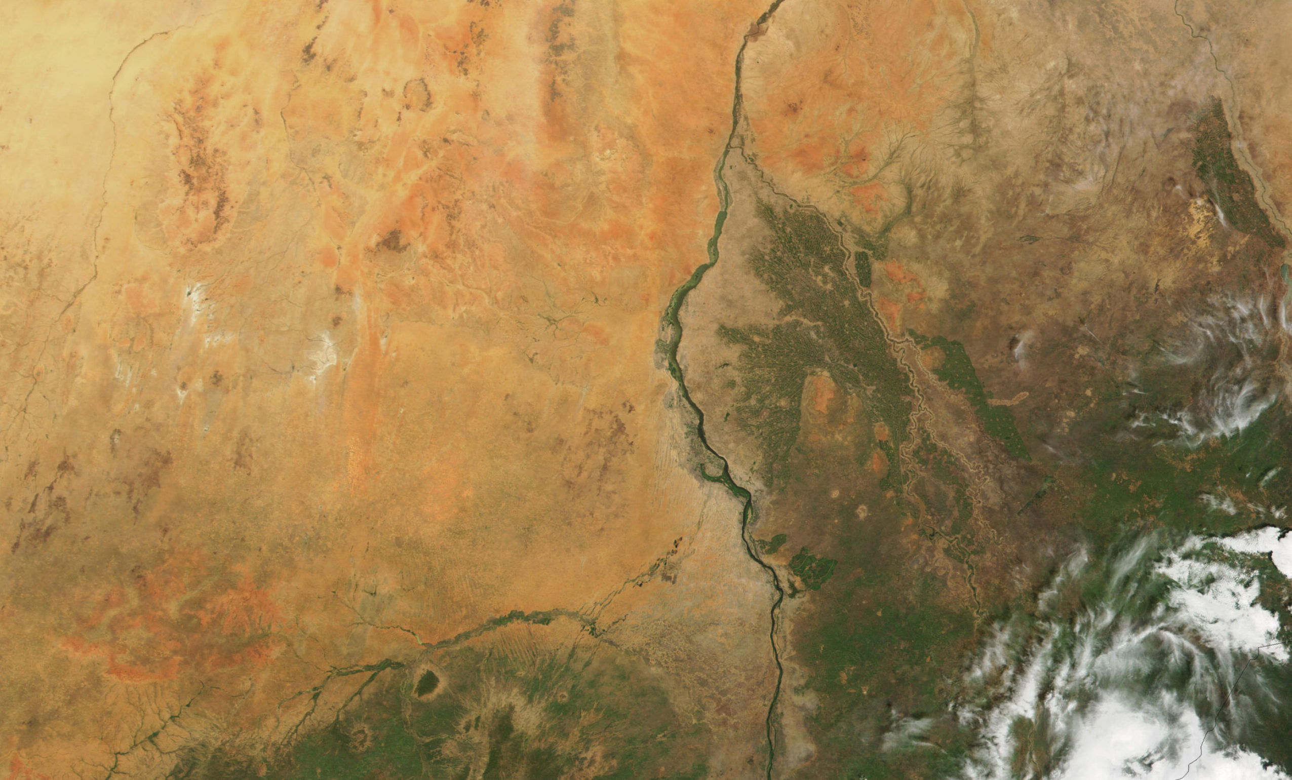 Image of the Nile River in Sudan taken from space.