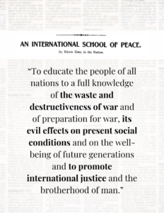The original WPF mandate, when it was conceived as the International School of Peace.
