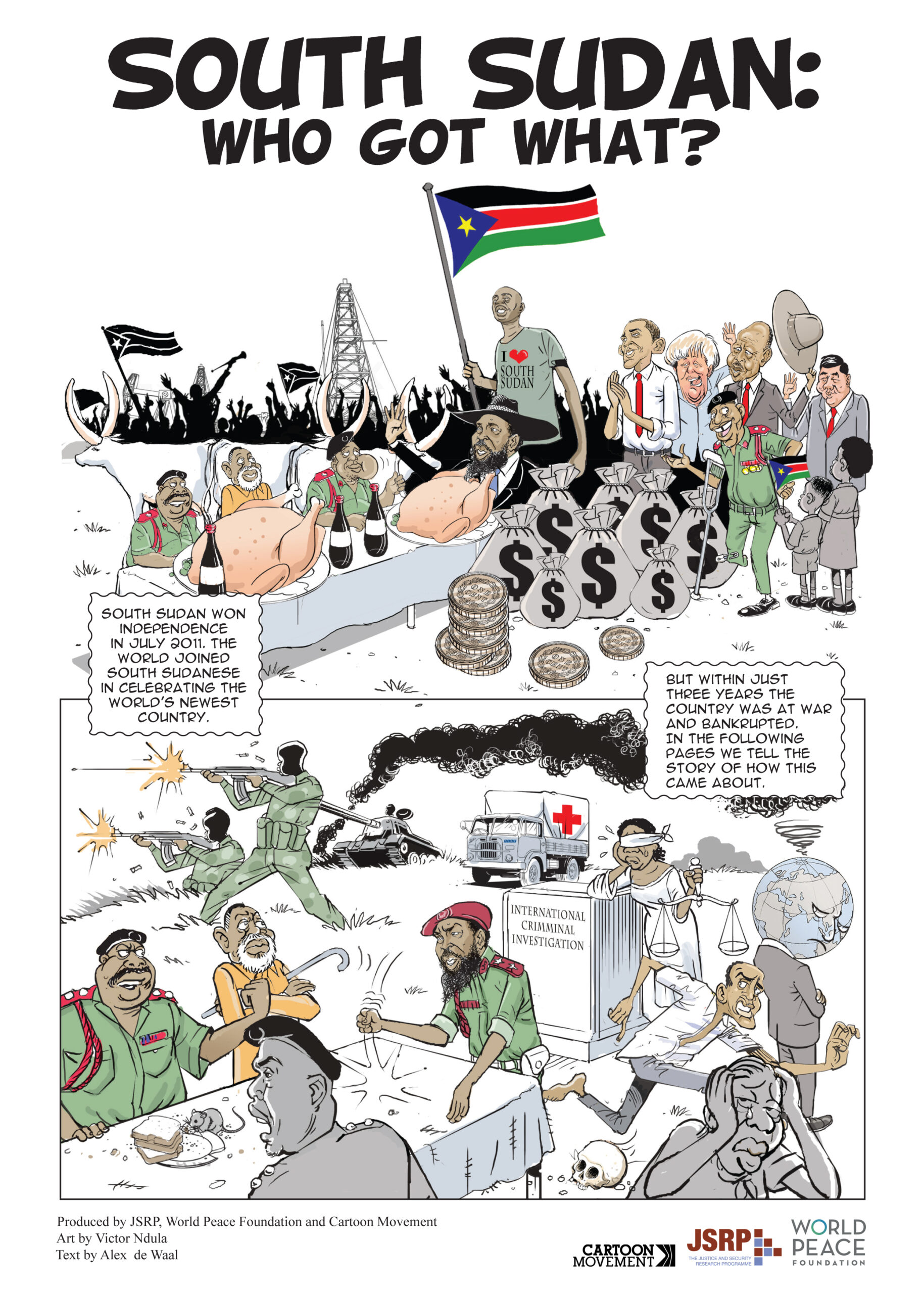 Cartoon cover to South Sudan: Who got what?