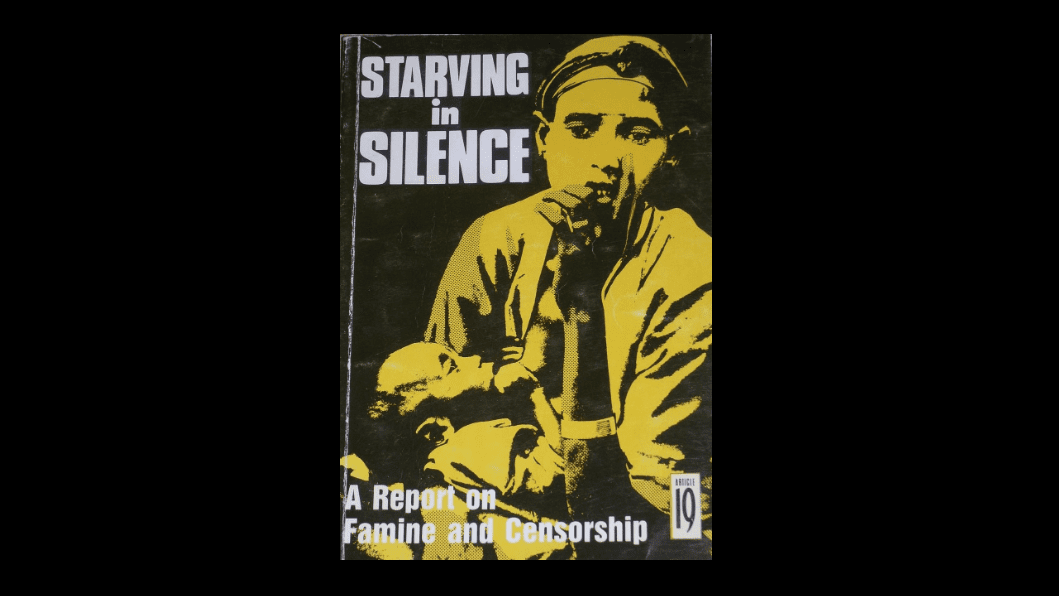 Starving in Silence report cover black and yellow silhouette of parent and child