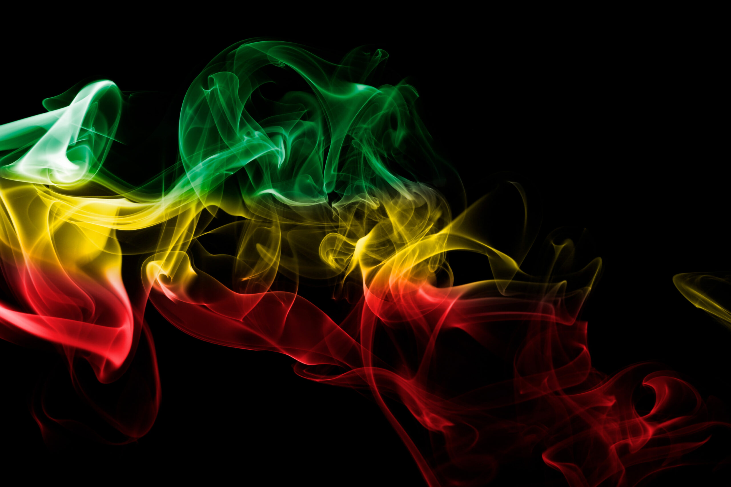 image of green, yellow and red smoke