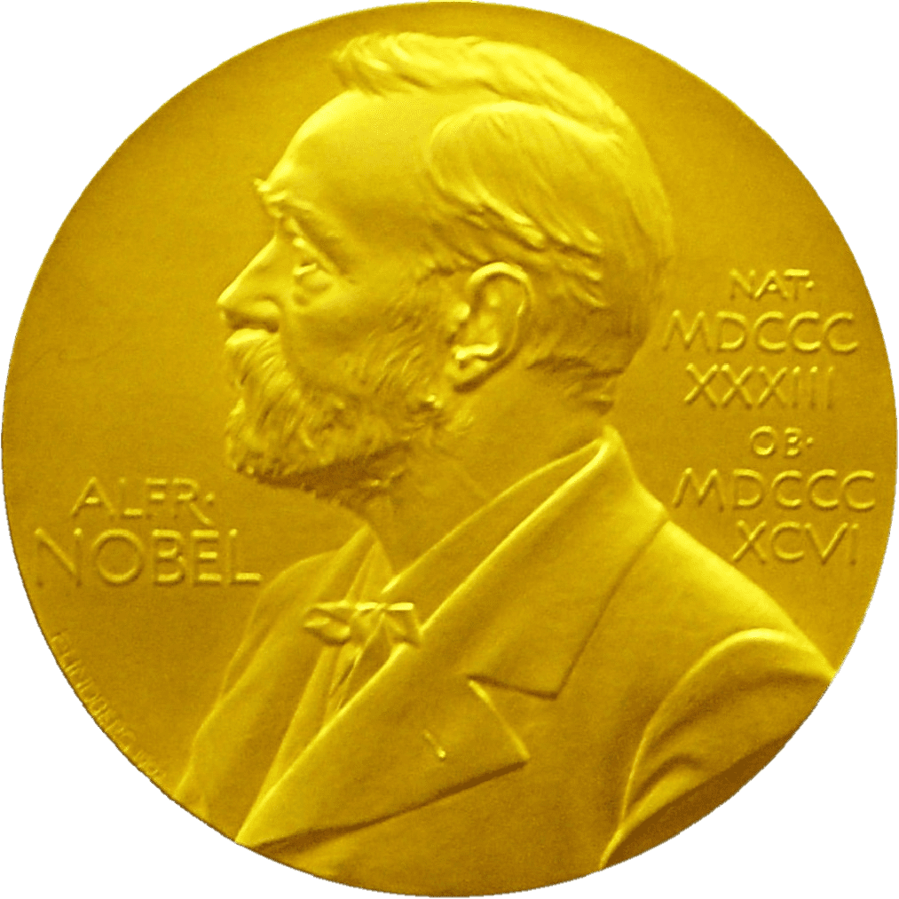 gold coin with profile of Nobel, Nobel peace prize