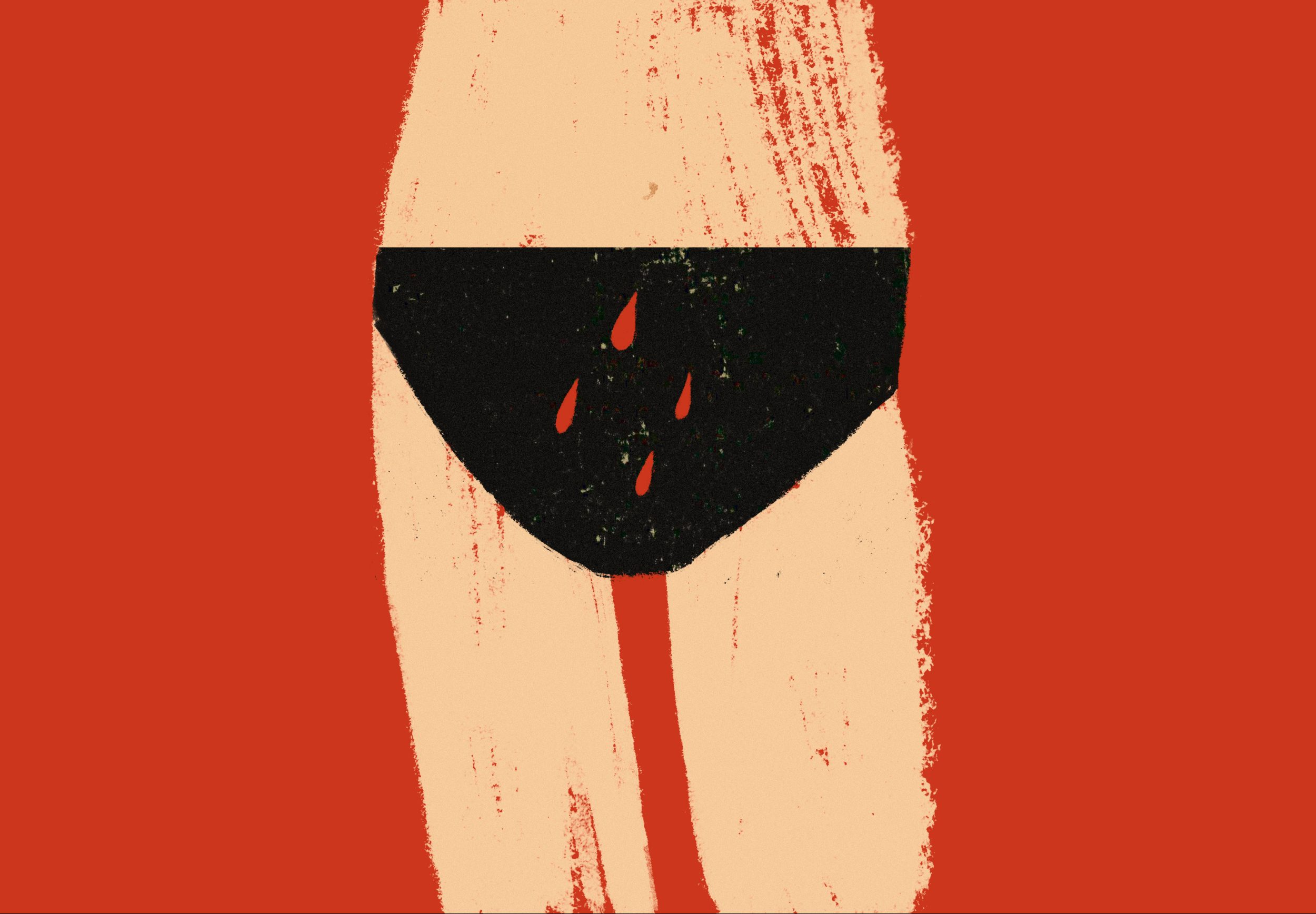 Abstract female body with menstrual blood drops illustration