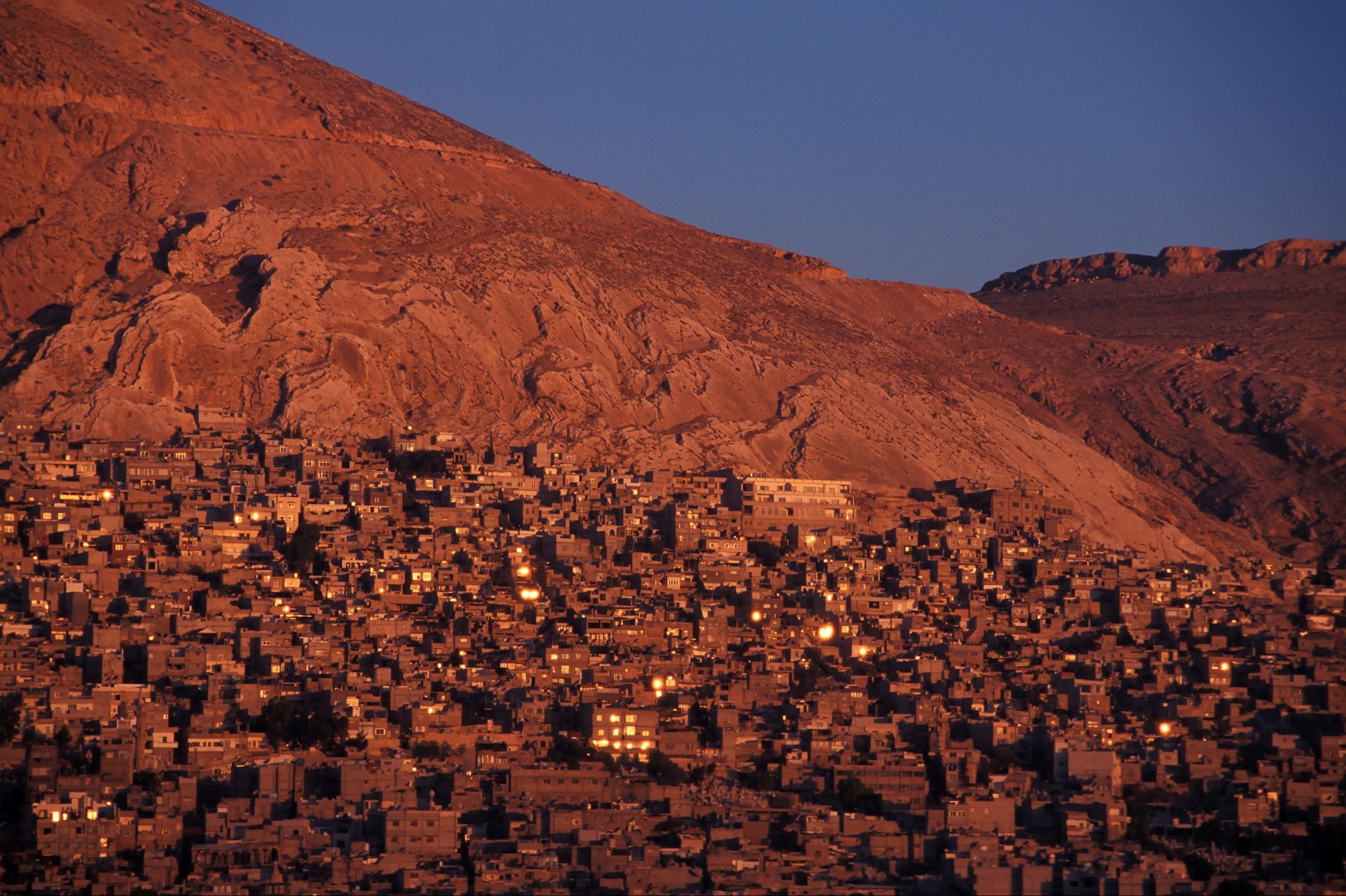 SYRIA - DAMASCUS - view of the city at sunrise towards the Jebel Qassioun hill